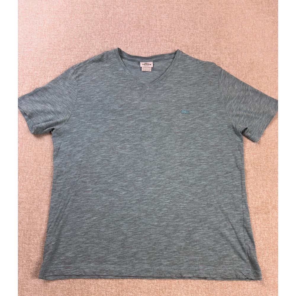 Lacoste Mens Regular Fit V-Neck T-Shirt Teal Green Space Dye Size 6 XL FA0887